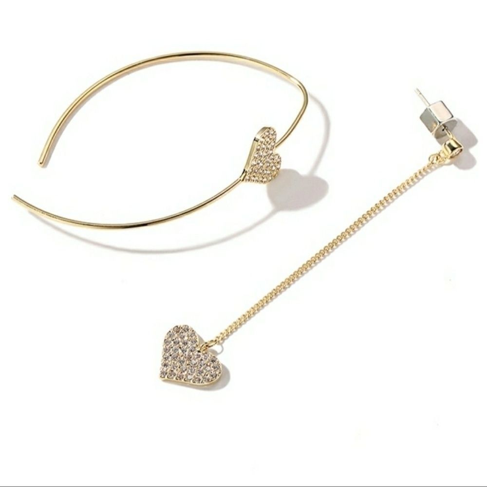 Gold Crystal Heart Earrings
